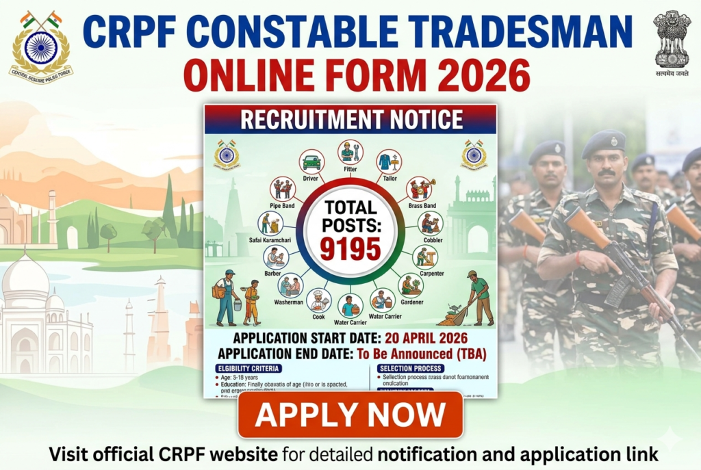 CRPF Constable Tradesman Online Form 2026