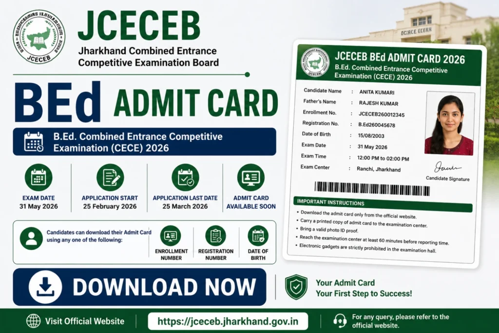 JCECEB BEd Admit Card